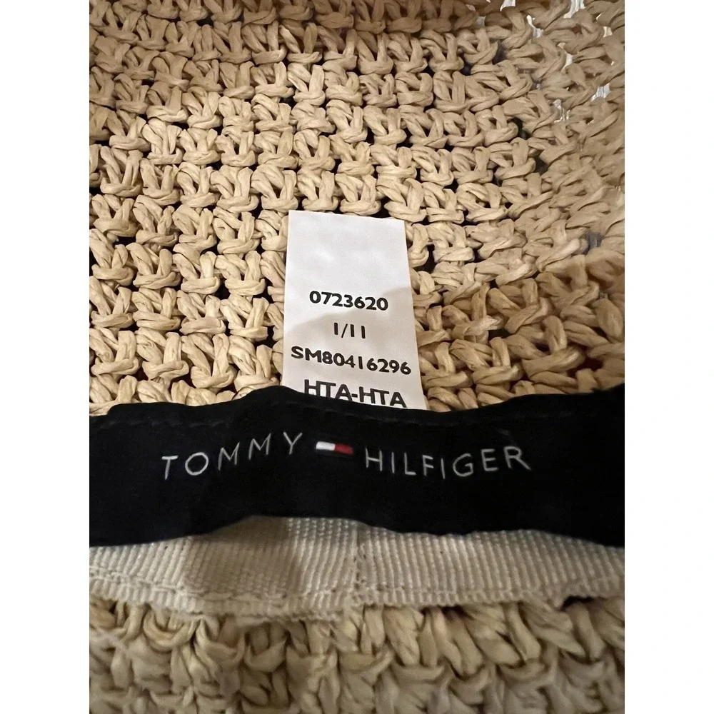Vintage Women's Tommy Hilfiger‎ Straw Fedora Hat Summer Beach Vacation Resort